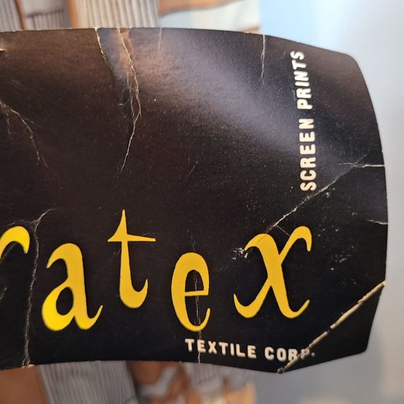 Vintage Dress Acetate Abstract Geometric Tan White Short Long Sleeve Sz 10 Tags - Picture 6 of 13